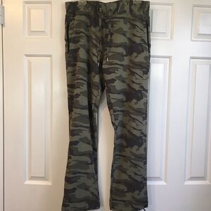 Ki pro camo camouflage green pants l stretchy string waist polyester spandex
